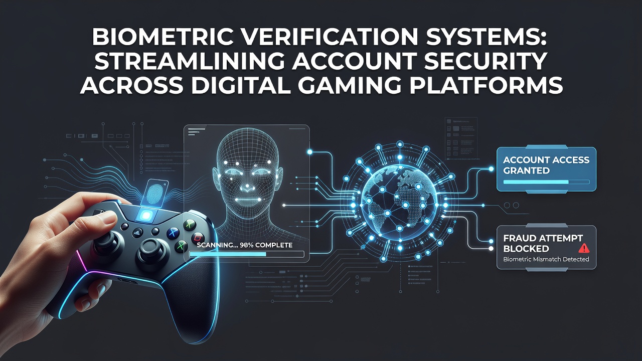 Dashboard view of a gaming platform security center displaying biometric authentication logs and success metrics
