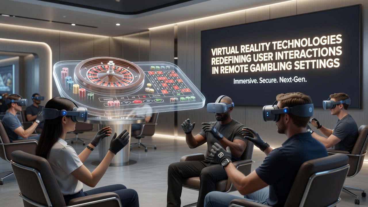 Multiple VR avatars gathered around a virtual roulette wheel in a shared digital casino space